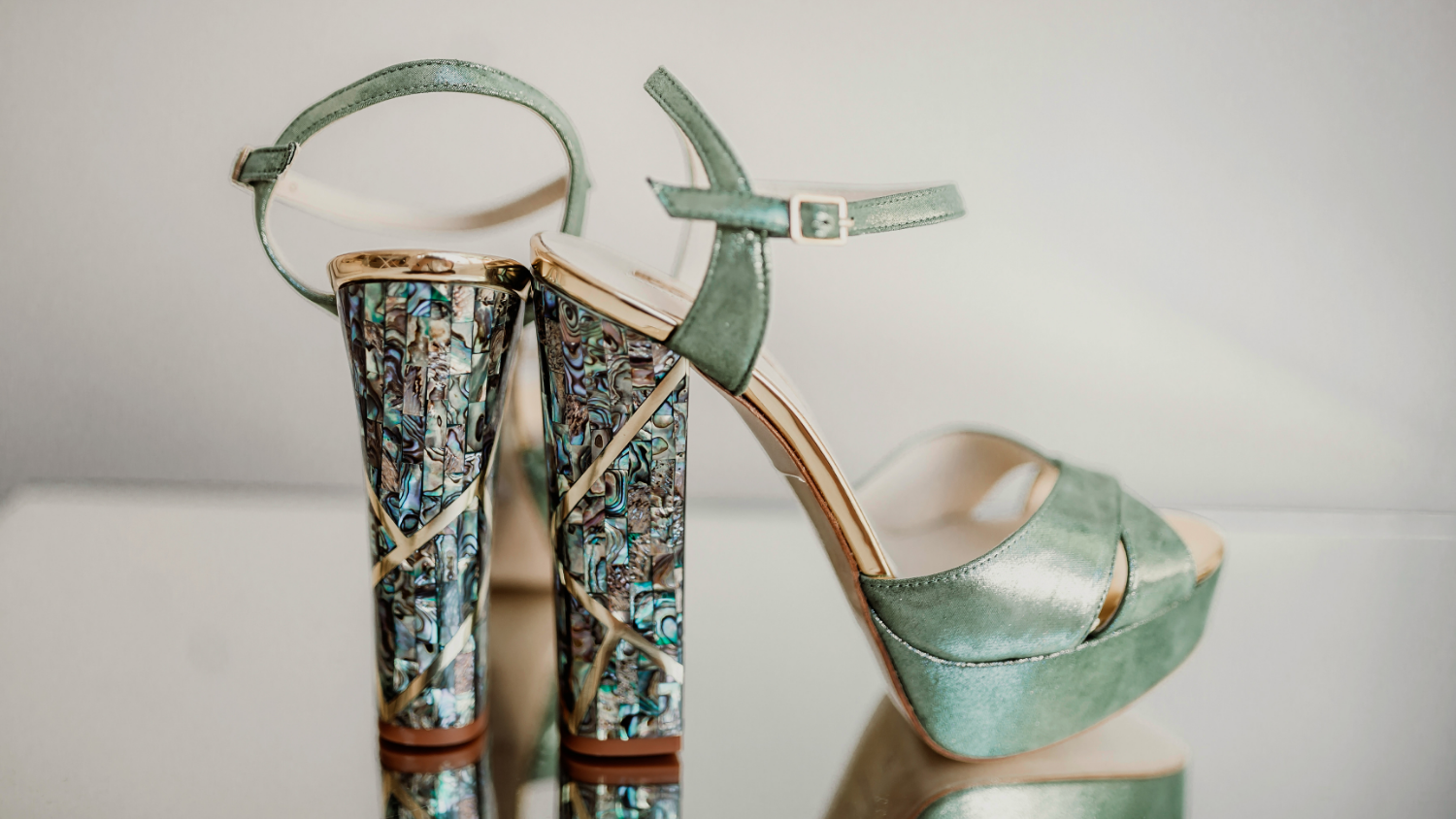 Cher Verde Mother of pearl Heels Freya Rose London