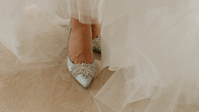 Real Bride, Sandra, Wears Our Gorgeous Something Blue Wedding Shoes 'Celina Blue'