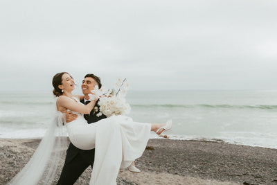 Real Bride, Julia, Wears Our Exquisite Pearl Heels Zara For A California Wedding