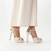 Side view of Freya - Pearl Platform Heels shown on a model- Freya Rose Pearl Shoes and Jewellery