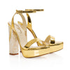 Pair View of Tyra Gold Platform Pearl Heels | Freya Rose