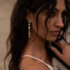Silver Mother of Pearl Geometric Drop Earrings | Armour Drops | Freya Rose
