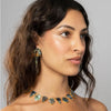Woman Wearing Striking Green Paua Mother of Pearl Necklace | Freya Rose