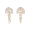 A product shot of 'Hakuro Silver Midi' A sterling silver mother of pearl and seed pearl drop earring - Freya Rose Jewellery