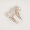 A product shot of 'Hakuro Silver Midi' A sterling silver mother of pearl and seed pearl drop earring - Freya Rose Jewellery