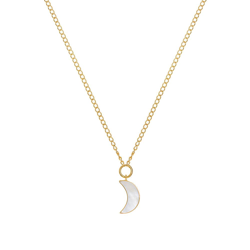 Mother of Pearl Moon Pendant Gold Necklace - Freya Rose Pearl Jewellery