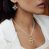 Seed Pearl Necklace with Blue Topaz Cross Pendant - Freya Rose Pearl  Jewellery