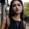 Seed Pearl Necklace with Green Quartz Cross Pendant - Freya Rose Jewellery