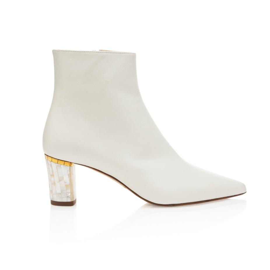 June White Boots - Pearl Heel - Freya Rose Pearl Shoes and Jewellery