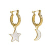 Gold Mini Hoop Earrings with Star and Moon - Freya Rose Jewellery