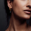 Gold Weave Mini Hoop Earrings with Blue Topaz Charm - Freya Rose Jewellery