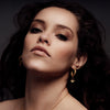 Gold Weave Mini Hoop Earrings with Citrine Charm - Freya Rose Jewellery