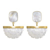 Hand Carved Mother of Pearl Rose Drop Earrings - Freya Rose Pearl Jewellery