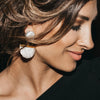 Hand Carved Mother of Pearl Rose Drop Earrings - Freya Rose Pearl Jewellery