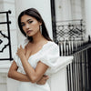Silver Baroque Pearl Long Drop Earrings worn by an elegant model  - Freya Rose Pearl Jewellery