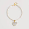 Rice Pearl Bracelet with Heart Charm