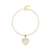 Rice Pearl Bracelet with Heart Charm