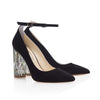 A Freya Rose Black Suede Designer Bridal Shoe