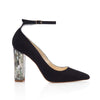 A Freya Rose Black Suede Designer Bridal Shoe