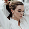 Baroque Pearl Mid Drop Earrings worn on a model by Freya Rose London