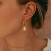 Gold Mini Hoop Earrings with Baroque Pearls - Freya Rose Pearl Jewellery