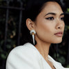 Mother of Pearl 'Myla' Earrings worn on a model by Freya Rose London