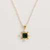 Seed Pearl Necklace with Green Quartz Cross Pendant - Freya Rose Jewellery
