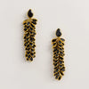 Gold and Black Crystal Long Drop Earrings - Freya Rose Pearl Jewellery