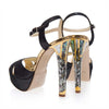 A side shot of a Freya Rose Couture Designer Black Suede Womens Shoe - 'Cleopatra'