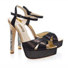 A side shot of a Freya Rose Couture Designer Black Suede Womens Shoe - 'Cleopatra'