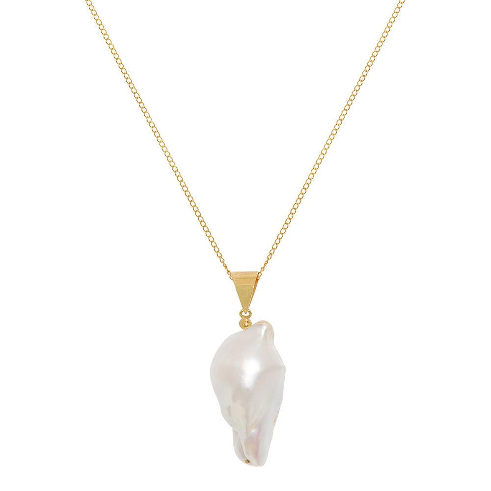 Large Baroque Pearl Gold Necklace - Freya Rose Pearl Jewellery