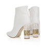 'Jasmine' Designer Boots by Freya Rose Londin - Ivory leather boots with signature pearl heels
