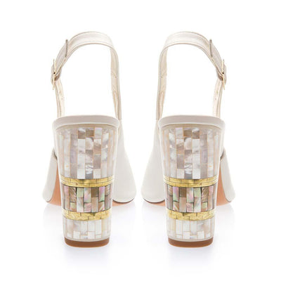'Zara' Desgner pearl heels by Freya Rose London - An open-toe design with pearl heels