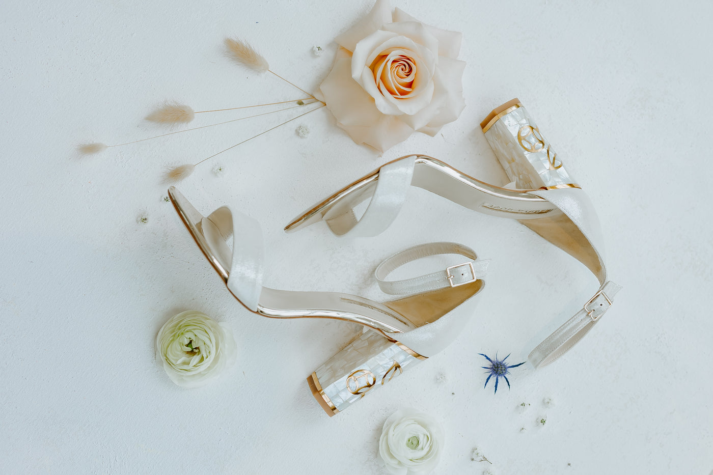 Real Bride, Jess, Wears 'Rozu' Champagne Block Bridal Shoes For Modern Fairytale Wedding