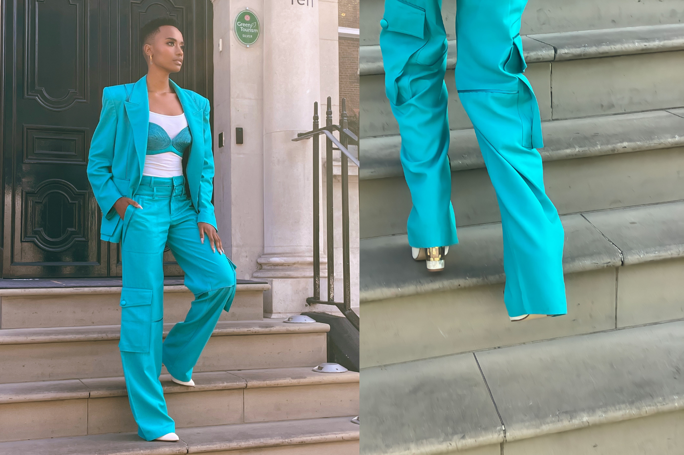 Zozi Unzi Wears Freya's 'Jasmine' Ankle Boots & Woven Mini Hoops with Green Quartz!