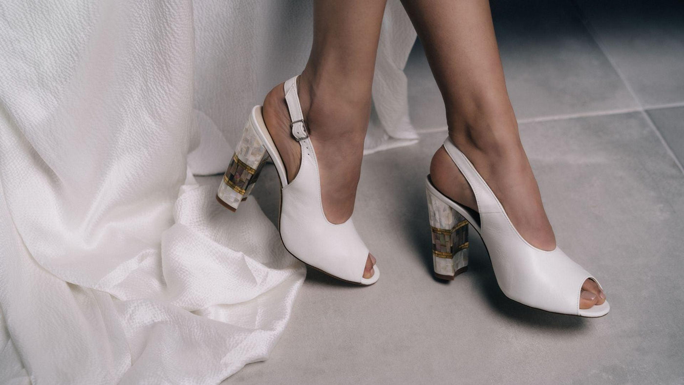 The Best Block Heels For Wedding Shoes - Freya Rose Pearl Shoes and Jewellery