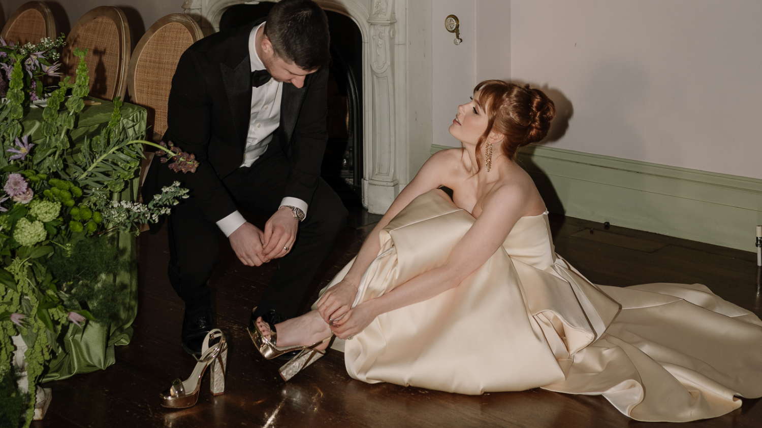 Champagne Wedding Shoes at Garthmyl Hall