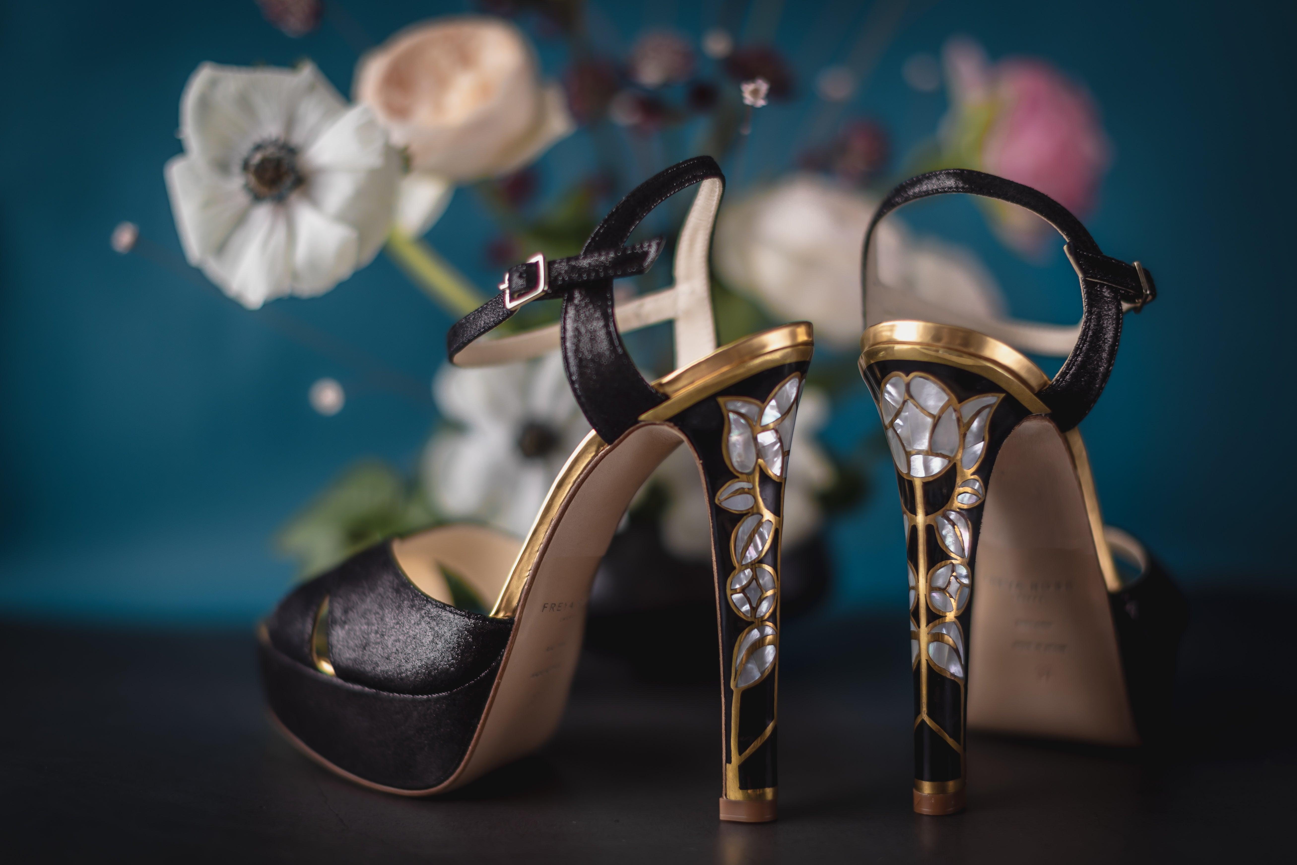 Black Mesh Bridal Heels