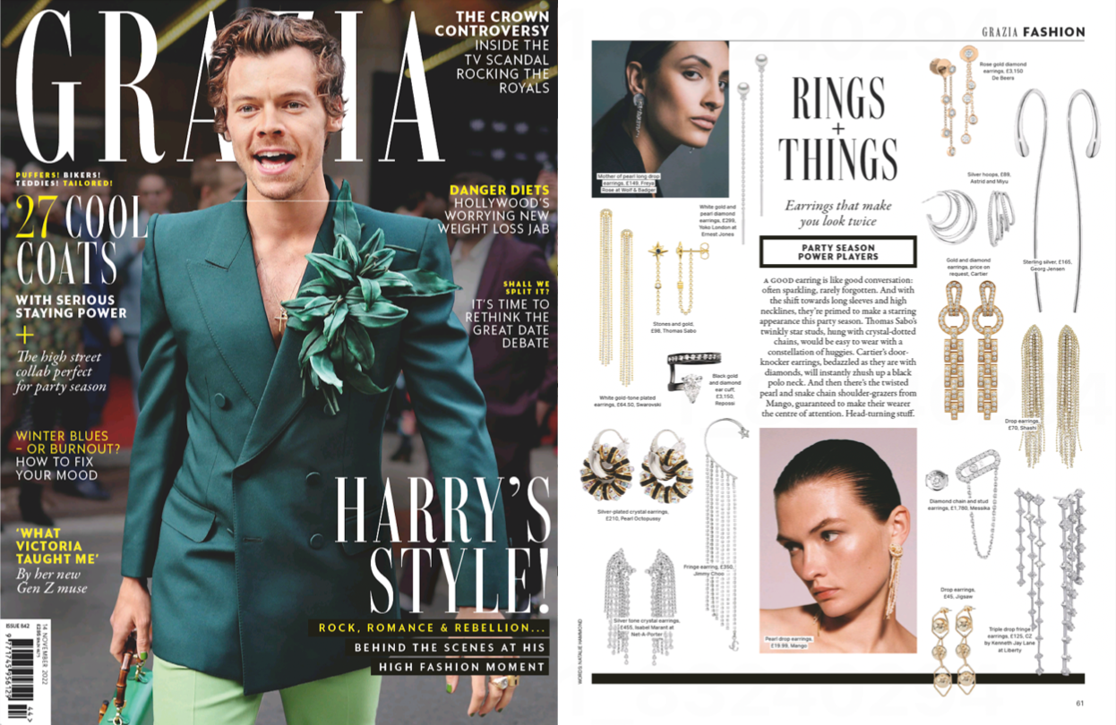 Grazia Magazine: Earrings That Will Make You Look Twice: Featuring Our Beautiful Mother Of Pearl Earrings