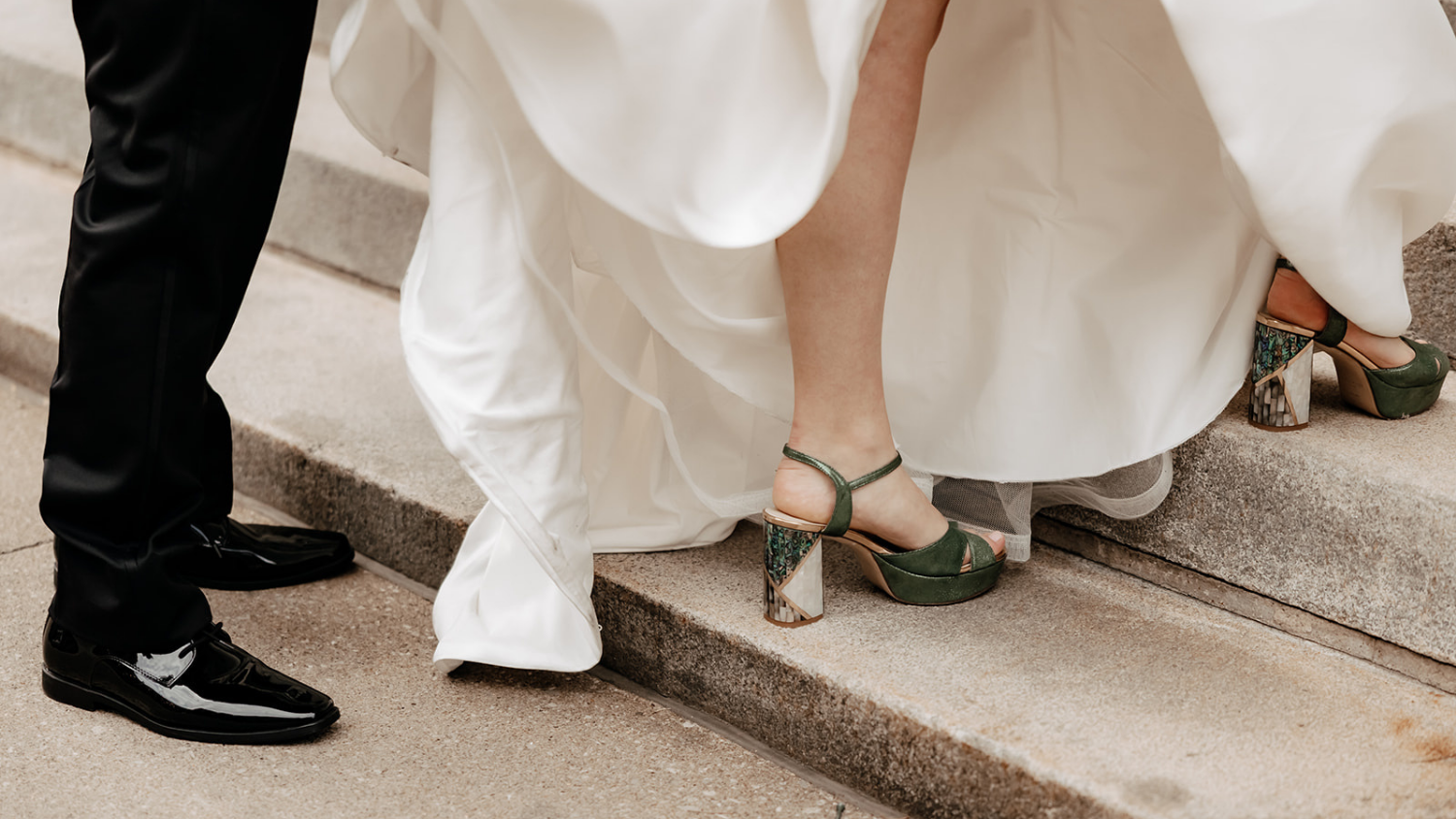 Real Bride Elizabeth in Beautiful Green Wedding Shoes