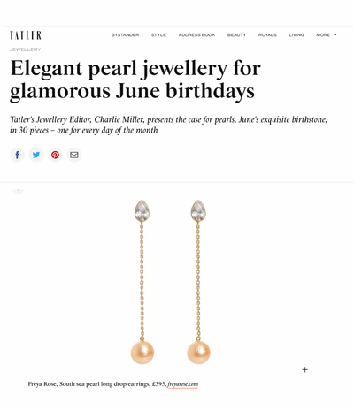 Tatler - Elegant pearl jewellery for glamorous June birthdays by Charlie Miller