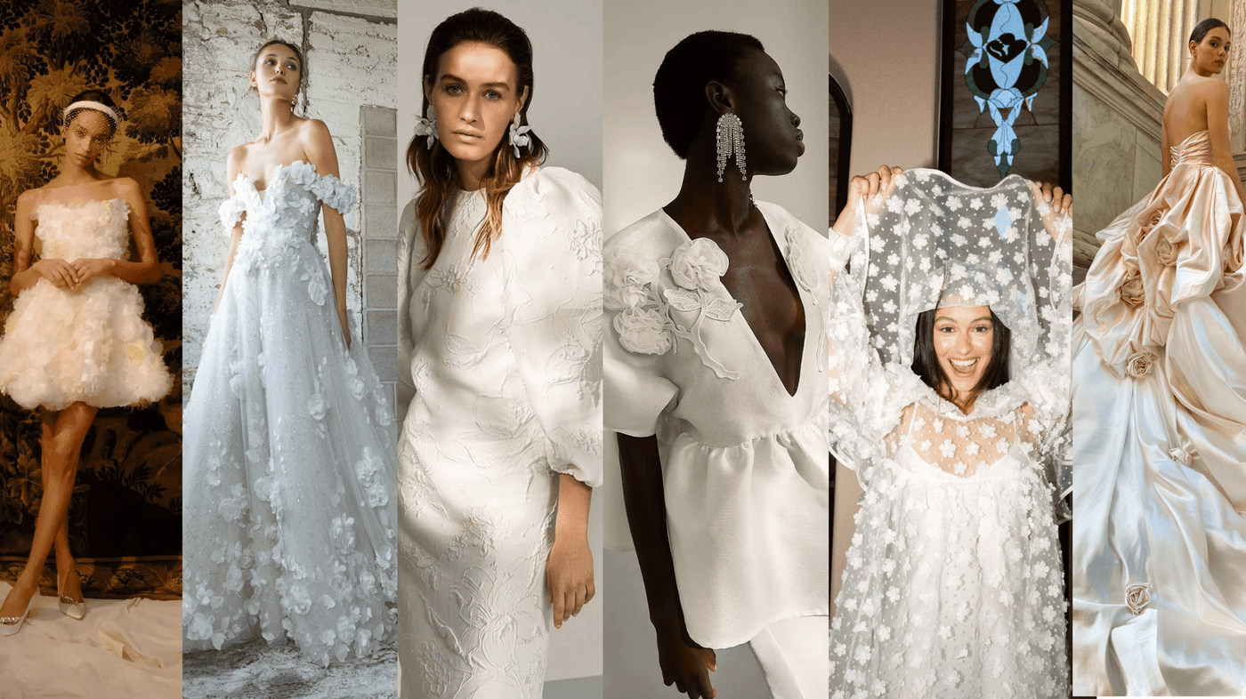 What To Wear With A Floral Wedding Dress: Floral Wedding Dress and Shoe Trends You Need To Know - Freya Rose Pearl Shoes and Jewellery