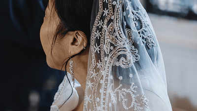 Be Inspired By Real Bride Steffi Wearing Seed Pearl Earrings And Veil