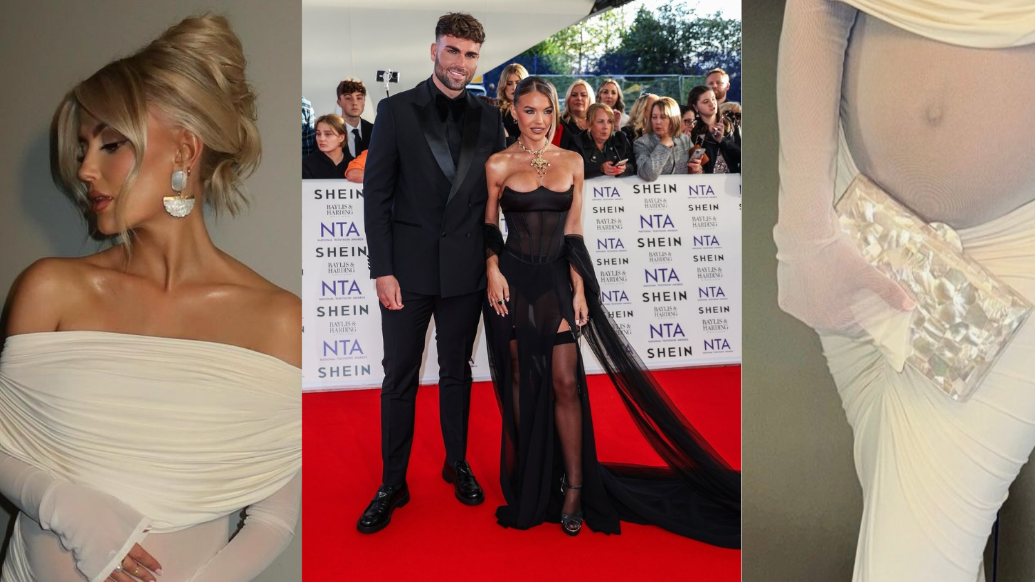 Celebrities Molly Smith and Lucy Fallon attend the NTAs dressed in Freya Rose Pearl Heels and Accessories