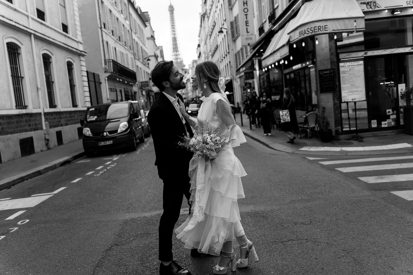 A couple holding hands in the street, Bridal Shoes, Wedding Shoes, 