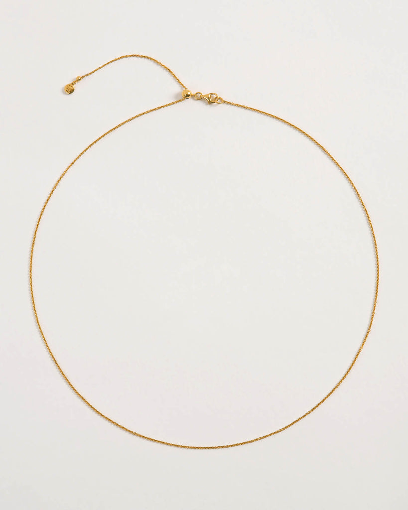 Adjustable Gold Chain Necklace, 18ct gold-plated adjustable cable chain necklace with FR charm by Freya Rose