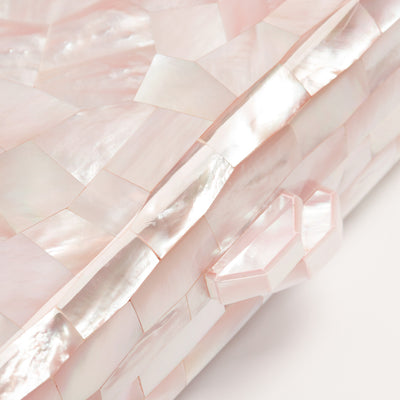 Detail shot of Aphrodite Pink Mother of Pearl Clutch Bag