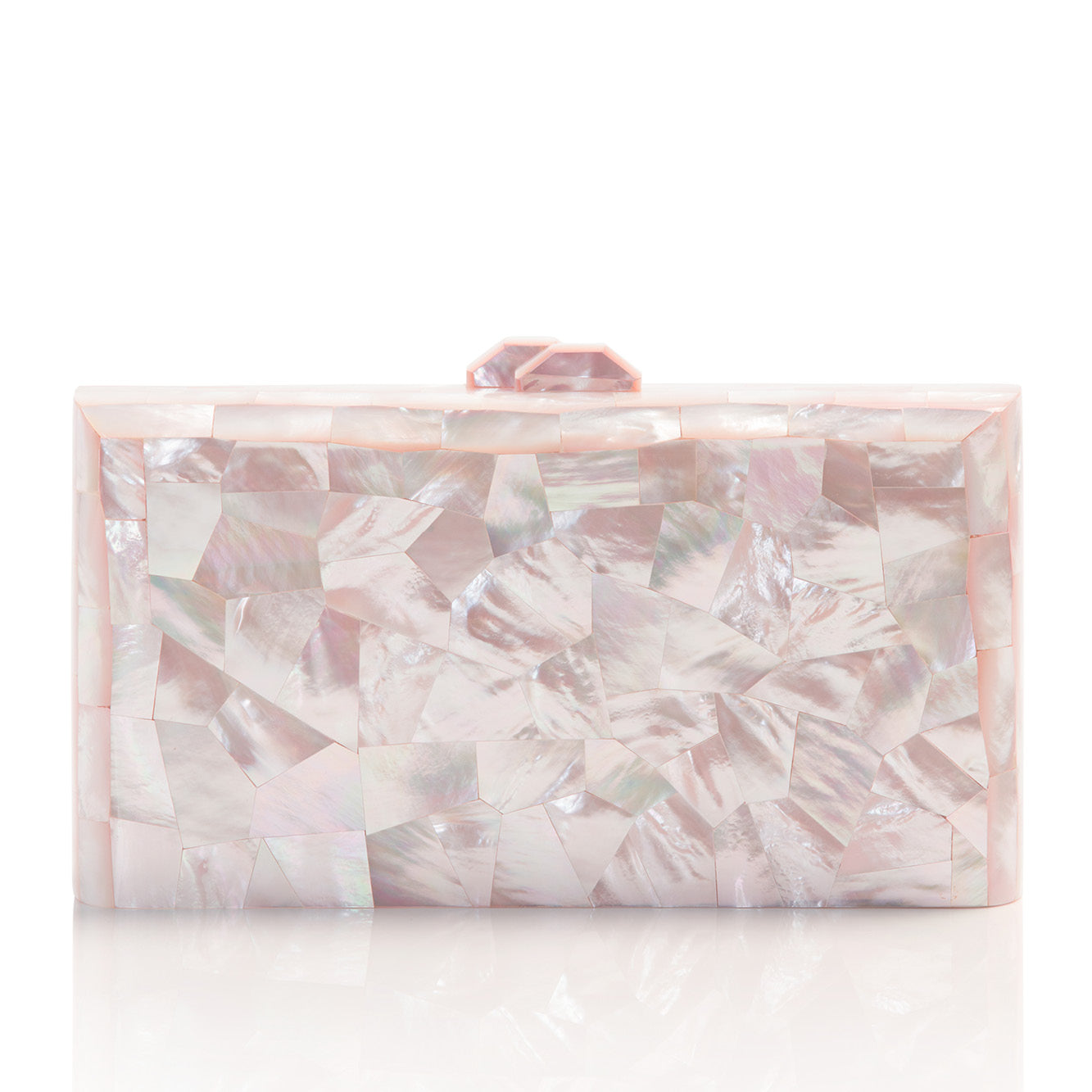 Beautiful Aphrodite Pink Mother of Pearl Clutch Bag On White Background