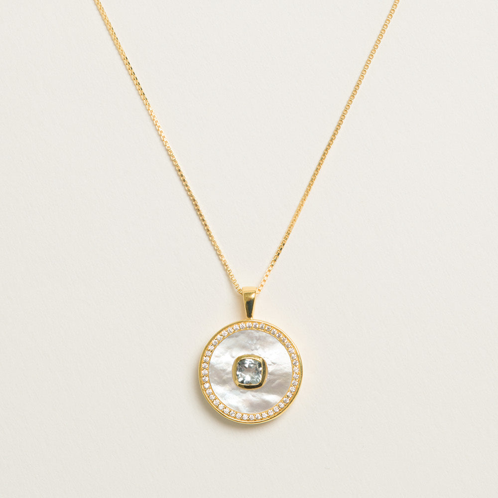 Aquamarine Mother Of Pearl Necklace