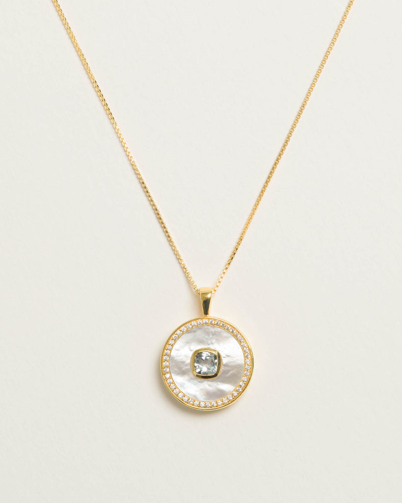 Aquamarine Mother Of Pearl Necklace
